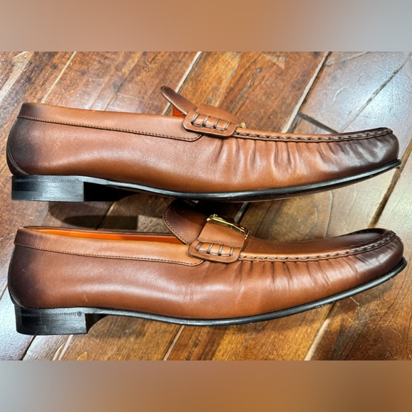 Louis Vuitton Cognac Brown Waxed Leather Montaigne Loafers sz 15 - Picture 12 of 16